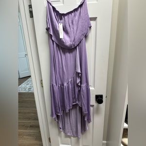 Naked zebra high low purple strapless dress